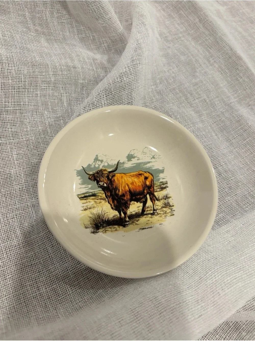 Open Roads Cow 4inch Jewelry Dish Trinket Tray Ceramic